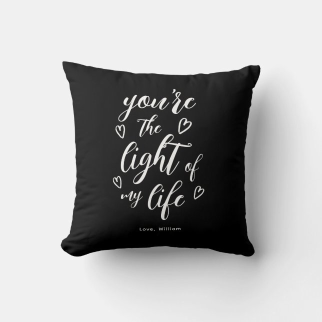 Valentine You're the Light of my Life Pastel Pink Cushion (Front)