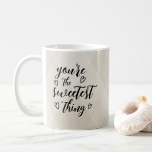 Valentine You're the Sweetest Thing Beige Argyle Coffee Mug