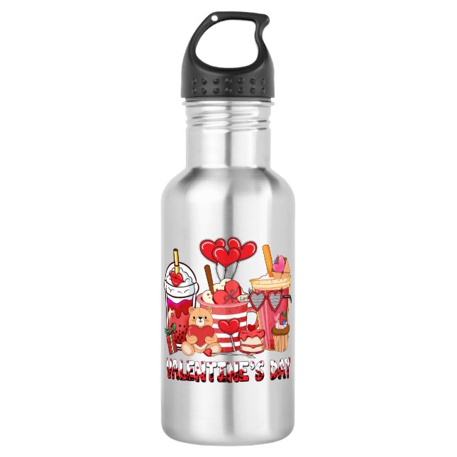 valentine'day coffee 532 ml water bottle (Front)