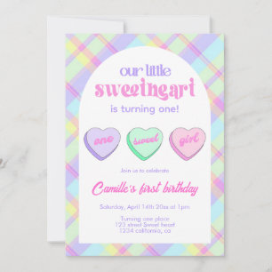 Valentine's 1st Girl Birthday Party Invitation