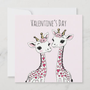 Valentines Adorable Giraffes Valentines Card