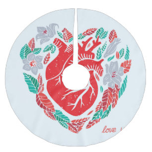 Valentine's Anatomical Heart: Unique Card Brushed Polyester Tree Skirt