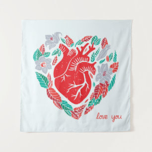 Valentine's Anatomical Heart: Unique Card Tapestry