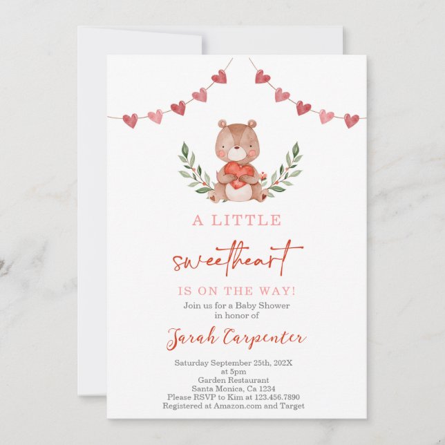 Valentines Baby Shower Bear Invitation (Front)