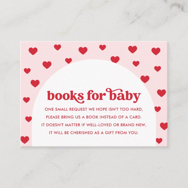 Valentines Baby Shower Books for Baby Enclosure Card (Front)