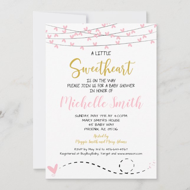 Valentines Baby Shower Invitation, Sweetheart Invitation (Front)