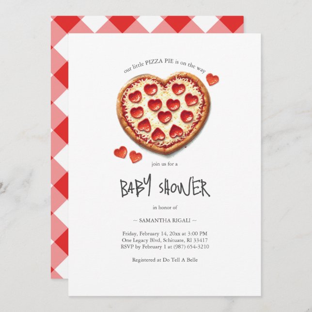 Valentines Baby Shower Pizza Party Invitation (Front/Back)