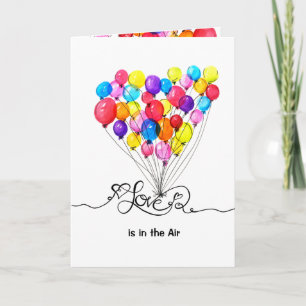 Valentines BALLOON LOVE is in the Air   Heart Holiday Card