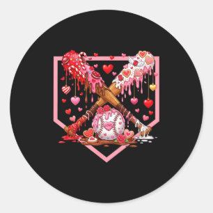 Valentines Baseball Boys Ice Cream Drip Heart Yout Classic Round Sticker