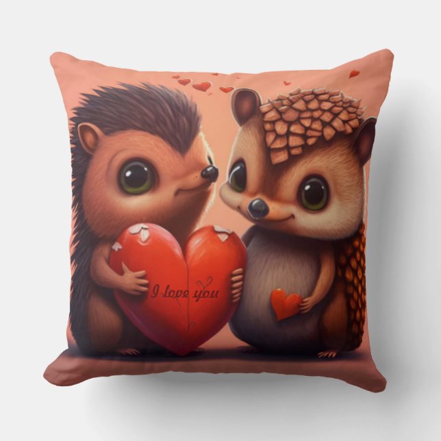 Valentine's bear cartoon custom  cushion (Front)