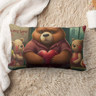 Valentine's bear cartoon custom lumbar cushion