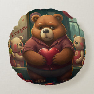 Valentine's bear cartoon custom lumbar pillow