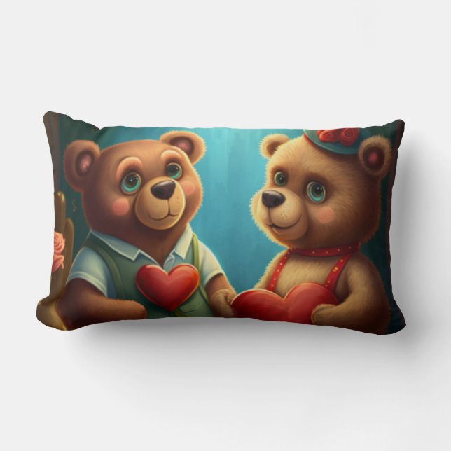 Valentine's bear cartoon custom pillow (Front)