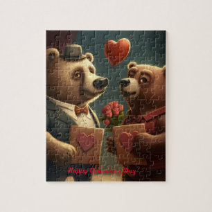 Valentine's bear cartoon   jigsaw puzzle
