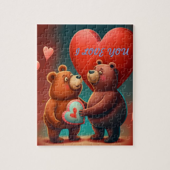 Valentine's bear cartoon  jigsaw puzzle (Vertical)