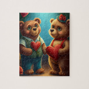 Valentine's bear cartoon jigsaw puzzle