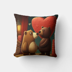 Valentine's bear cartoon pillow