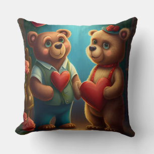 Valentine's bear cartoon pillow