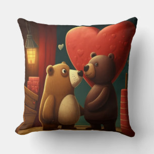 Valentine's bear cartoon pillow