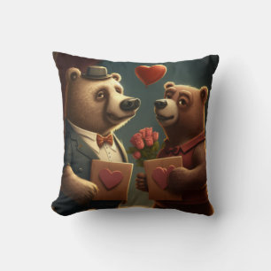Valentine's bear cartoon pillow