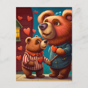 Valentine's bear cartoon postcard