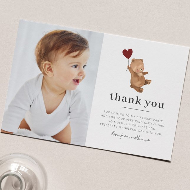 Valentines Bear Photo Thank You Card (Creator Uploaded)