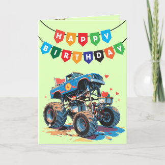 Valentine's Birthday - Monster Truck Thank You Card