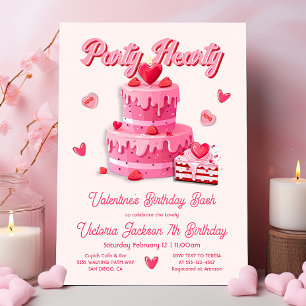 Valentine's Birthday Party Hearty Invitation