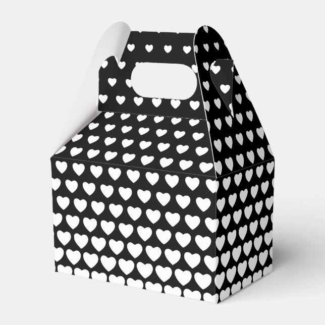 Valentines Black and White Heart Shape Pattern Favour Box (Front Side)