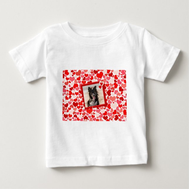 Valentines Border Collie Dog Hearts Baby T-Shirt (Front)
