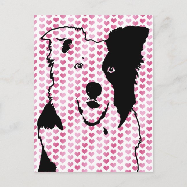 Valentines - Border Collie Silhouette Holiday Postcard (Front)