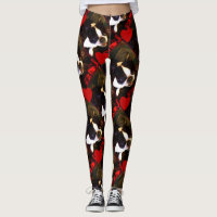 Valentine's Boston Terrier dog art leggings