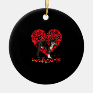 Valentines Boston Terrier Heart Dog Dad Dog Mum Ceramic Ornament