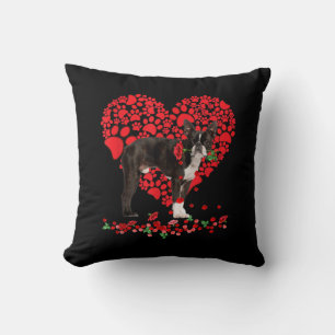 Valentines Boston Terrier Heart Dog Dad Dog Mum Cushion