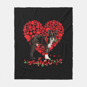 Valentines Boston Terrier Heart Dog Dad Dog Mum Fleece Blanket