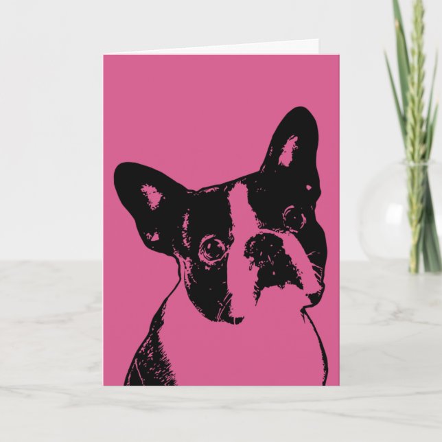 Valentines - Boston Terrier Silhouette Holiday Card (Front)