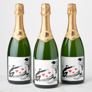 Valentine's Bottle 4" * 3.5" Sparkling Wine Label