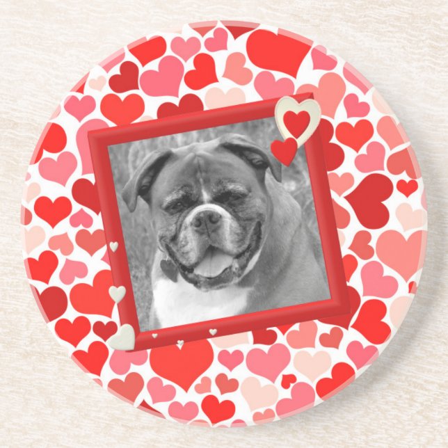 Valentines Boxer Dog Hearts Coaster (Front)