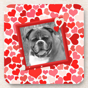 Valentines Boxer Dog Hearts Coaster