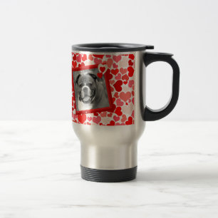 Valentines Boxer Dog Hearts Travel Mug