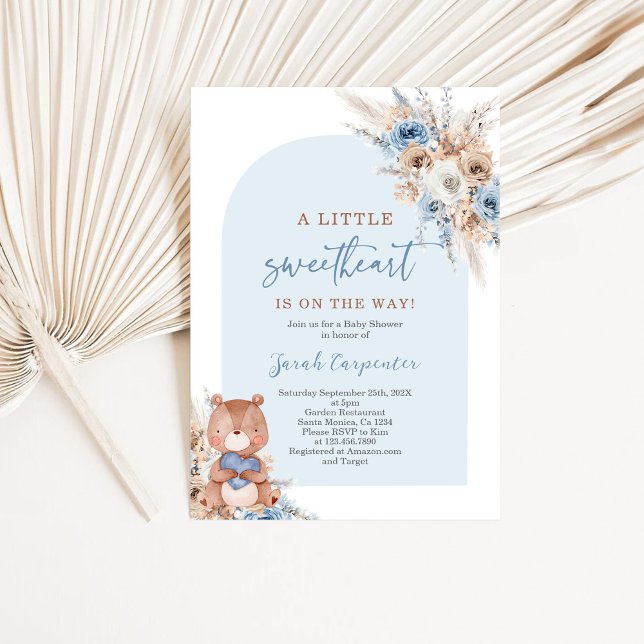 Valentines Boy Baby Shower Bear Invitation (Creator Uploaded)