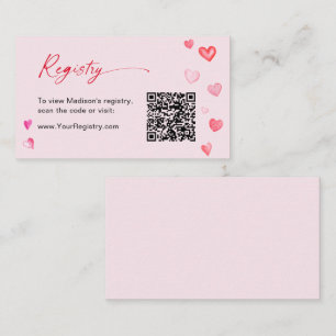 Valentine's Bridal Shower QR Code Registry Enclosure Card