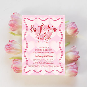 Valentines Bridal Shower Squiggly Border Pink Invitation