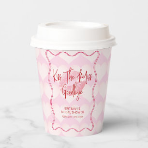 Valentines Bridal Shower Squiggly Border Pink Paper Cups