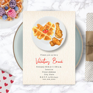 Valentine's Brunch Chicken & Waffles Party Invitation