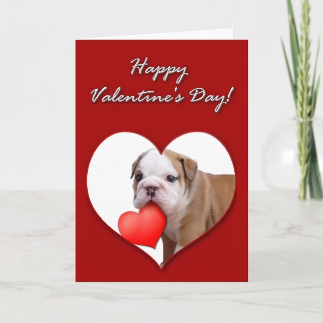 Valentine's bulldog puppy card (Front)