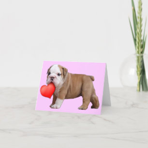 Valentines Bulldog puppy notecard