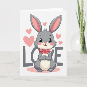 Valentines Bunny Love Hearts Card