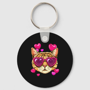 Valentines Ca Kitten Wearing Sungl Heart Cat Lover Key Ring