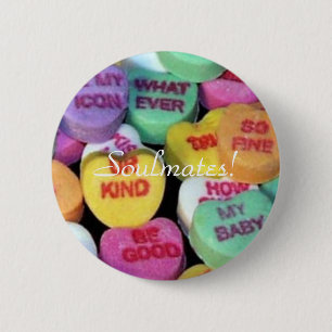 Valentine's candy hearts 6 cm round badge